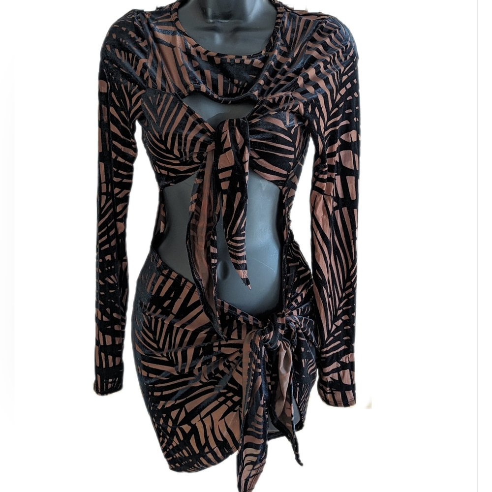 Dark Nude Double front tie dress
